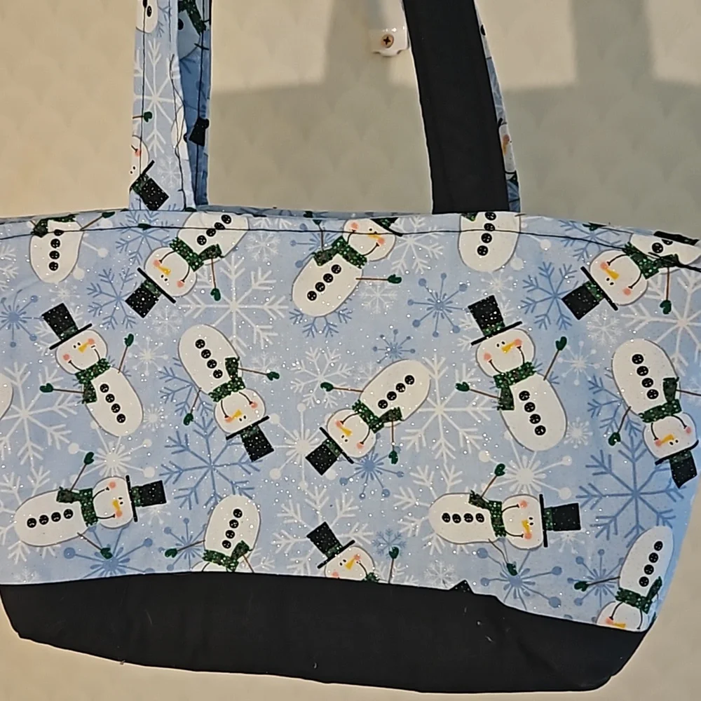 Handmade sparkle snowman purse handbag